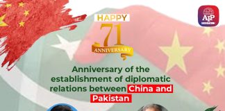 Pakistan-China felicitated on 71st anniversary of diplomatic relations