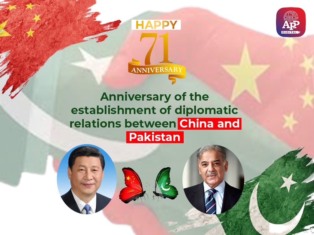 Pakistan-China felicitated on 71st anniversary of diplomatic relations