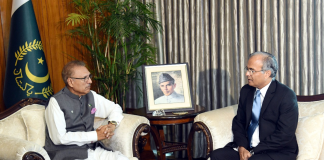 Foreign Secretary Asad Majeed pays farewell call on President Alvi