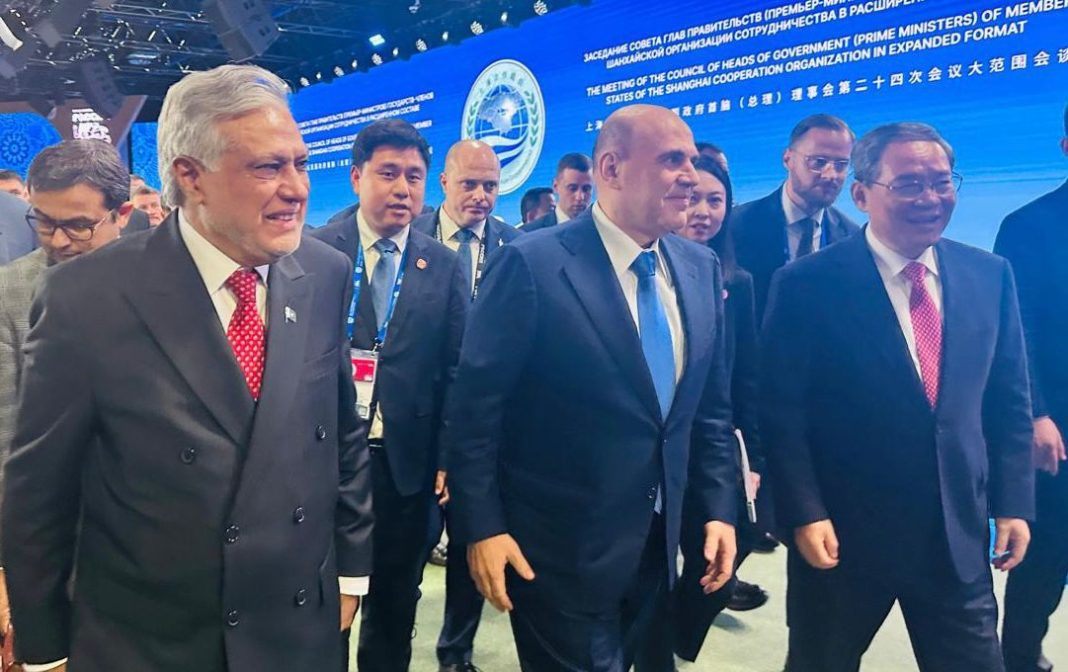 DPM Dar meets PMs of Russia, China, Uzbekistan, Qatar, Tajikistan